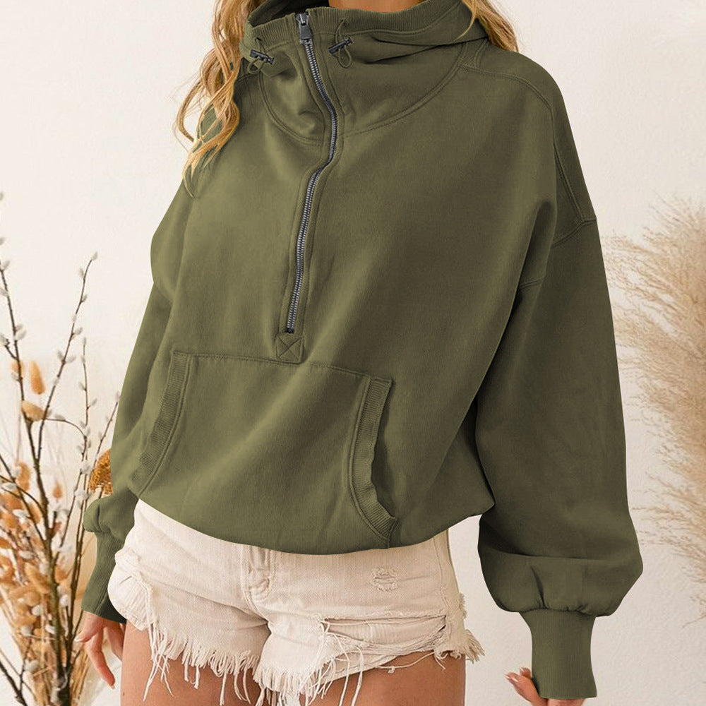 Hooded Sweatshirt Women Clothing Tide Brand Sports Hoodie Zipper Drawstring Long Sleeve Top
