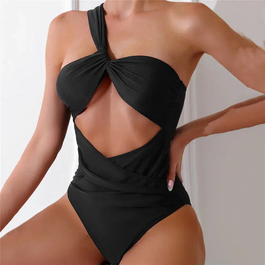Sexikinis One Shoulder One Piece Swimsuit - Black