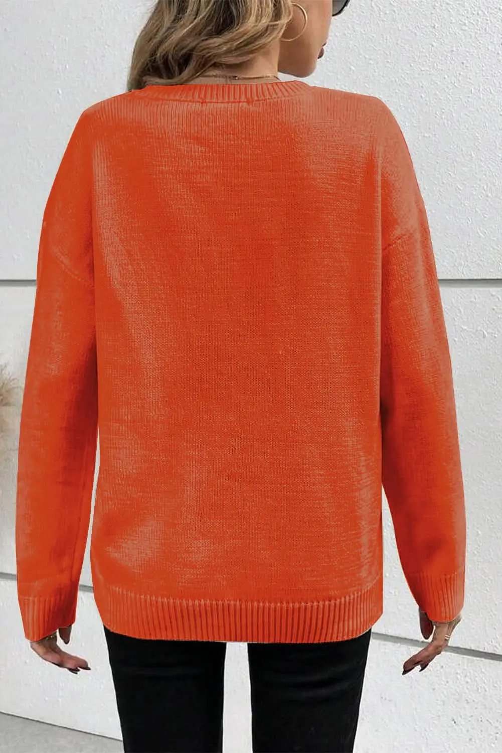 Sweaters Love Salve Orange Knit Sweater Women's Fall Fashion Ribbed Cozy Top