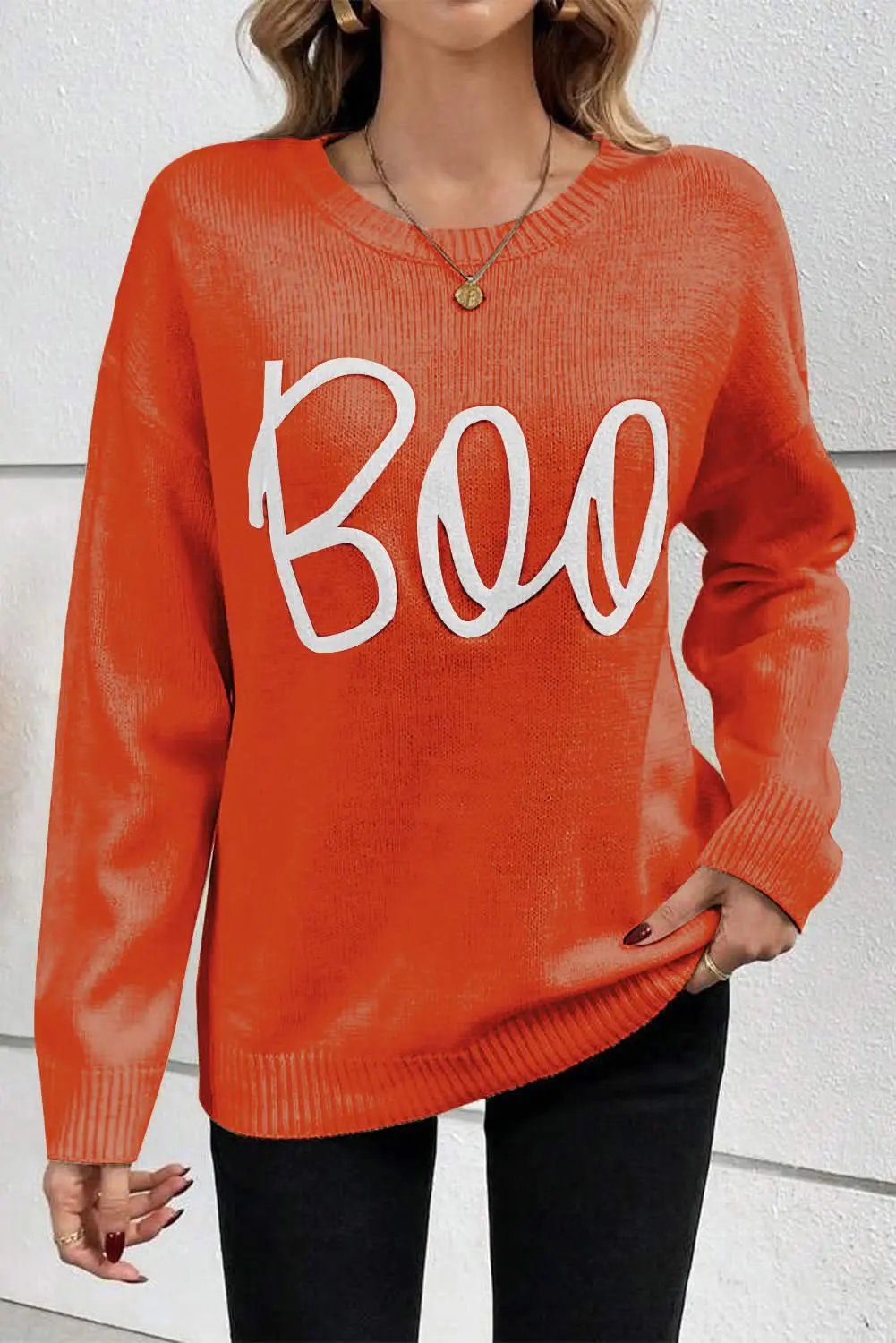 Sweaters Love Salve Orange Knit Sweater Women's Fall Fashion Ribbed Cozy Top