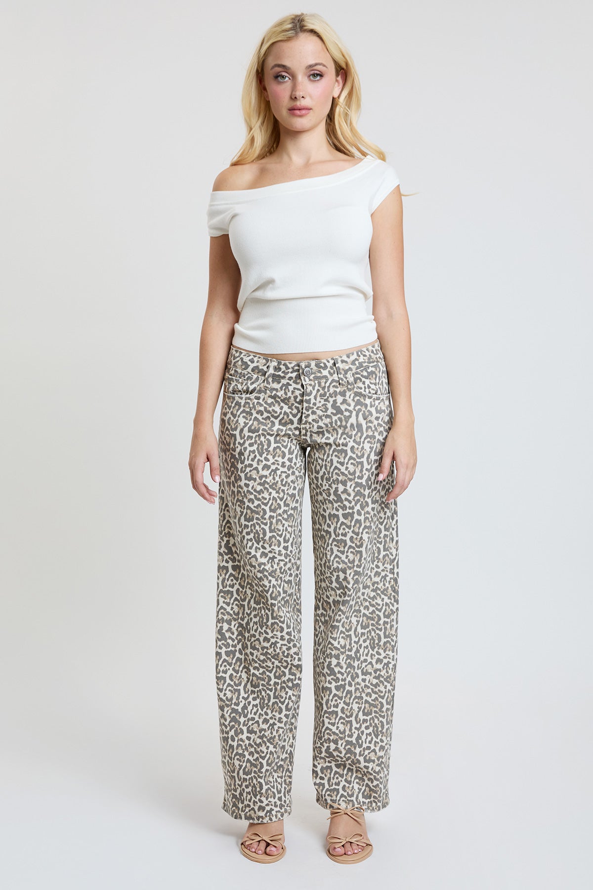 Women's Britney Leopard Wide Leg Jeans