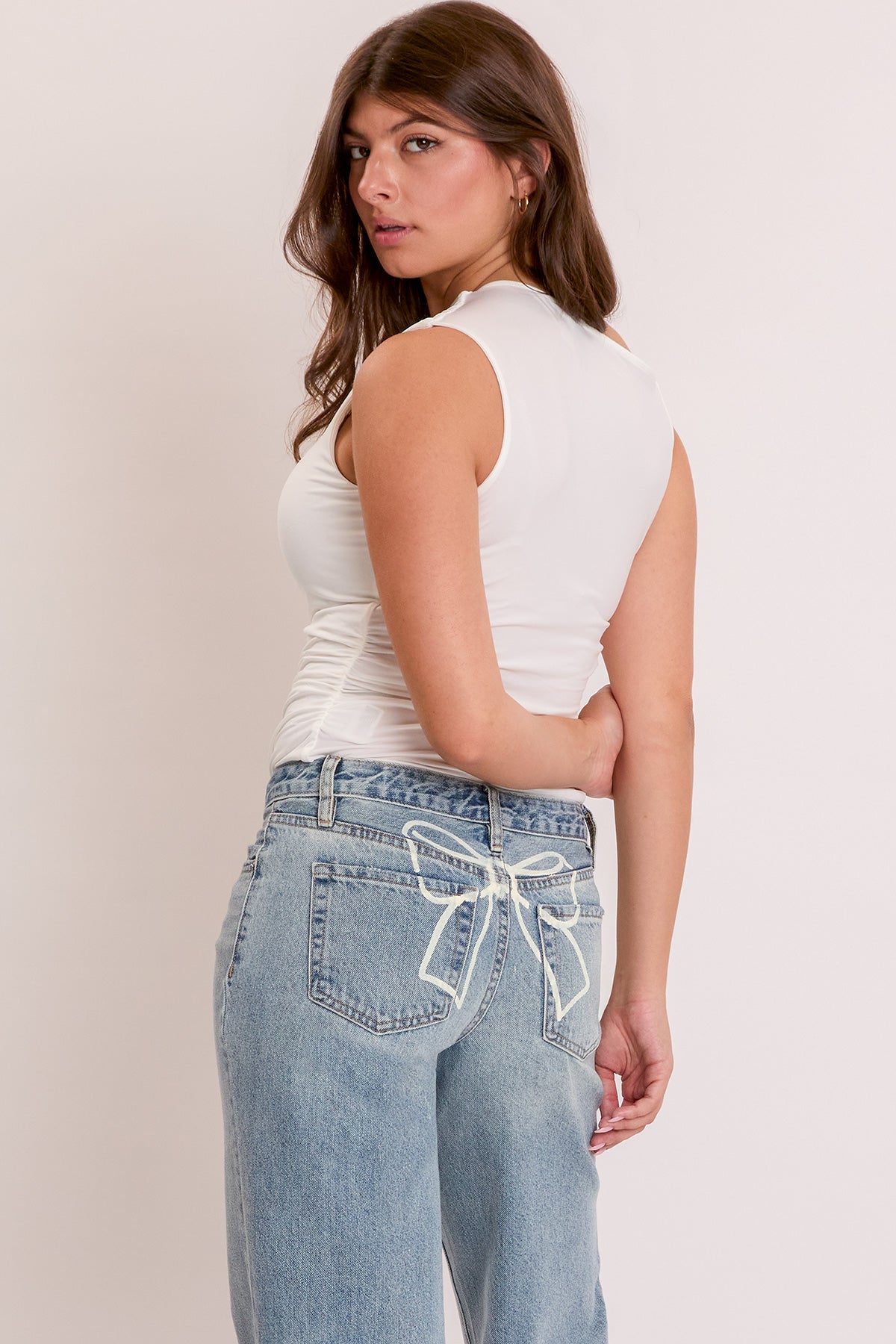 Women's Low Rise Brittany Loose Wide With Bow Print