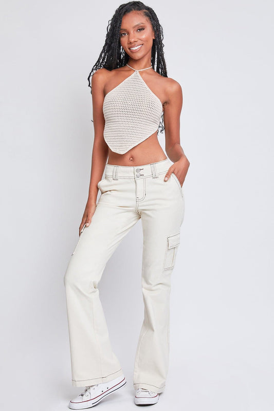 Women's 2 Button Low Rise Cargo Flare Pants