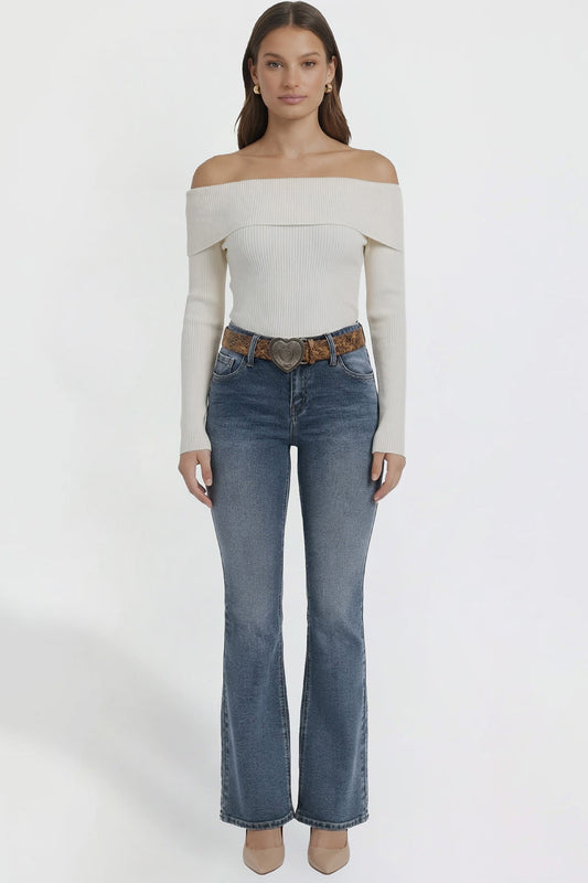 Women's Belted Bootcut Jeans