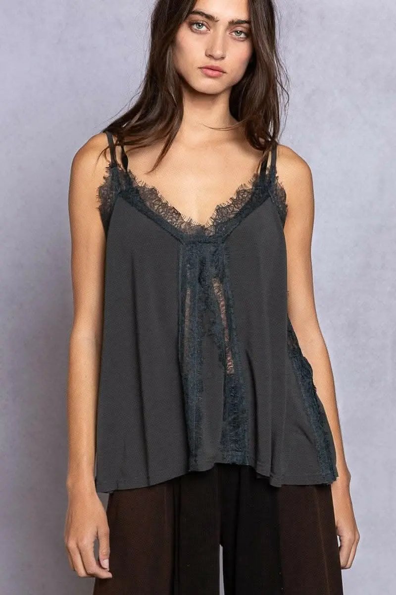 T-Shirts Trendsi Trendsi POL Lace Detail V-Neck Cami - Premium Quality