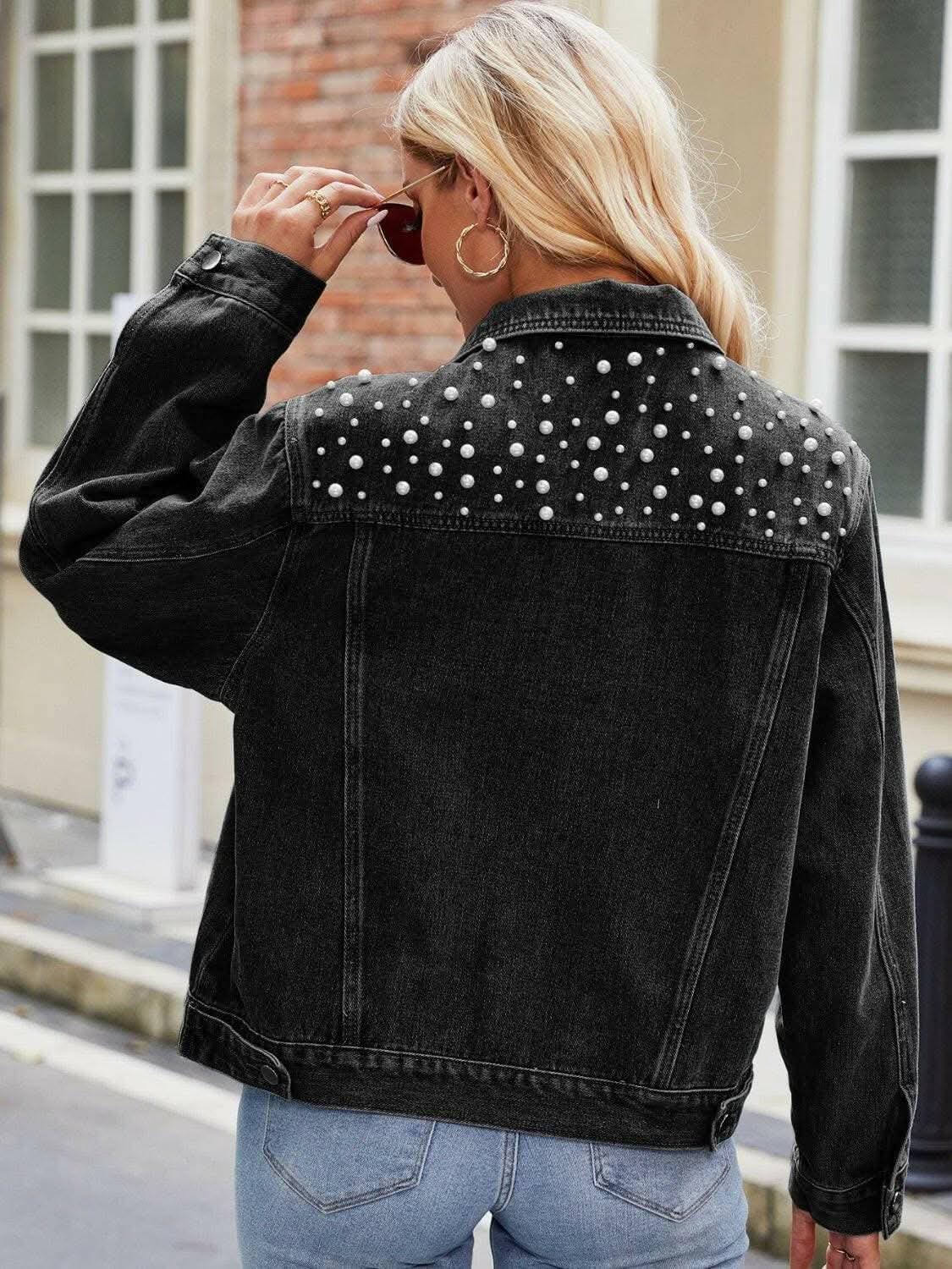 Trendsi Denim Jacket Pearl Wash With Pockets — Casual Outerwear