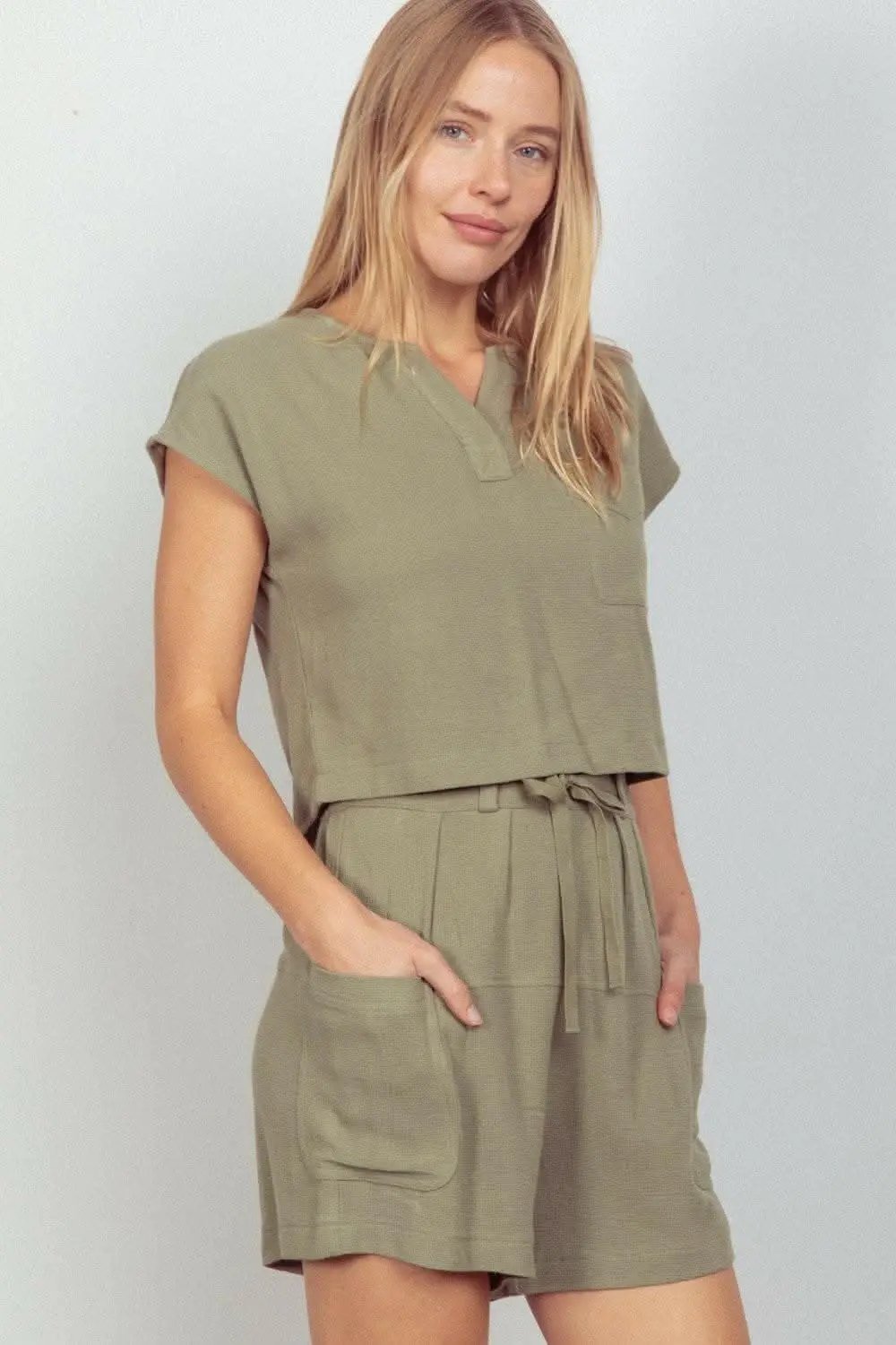 Trendsi Crop Top & Shorts Set Women's Casual Outfit Comfy Coordinated Ensemble