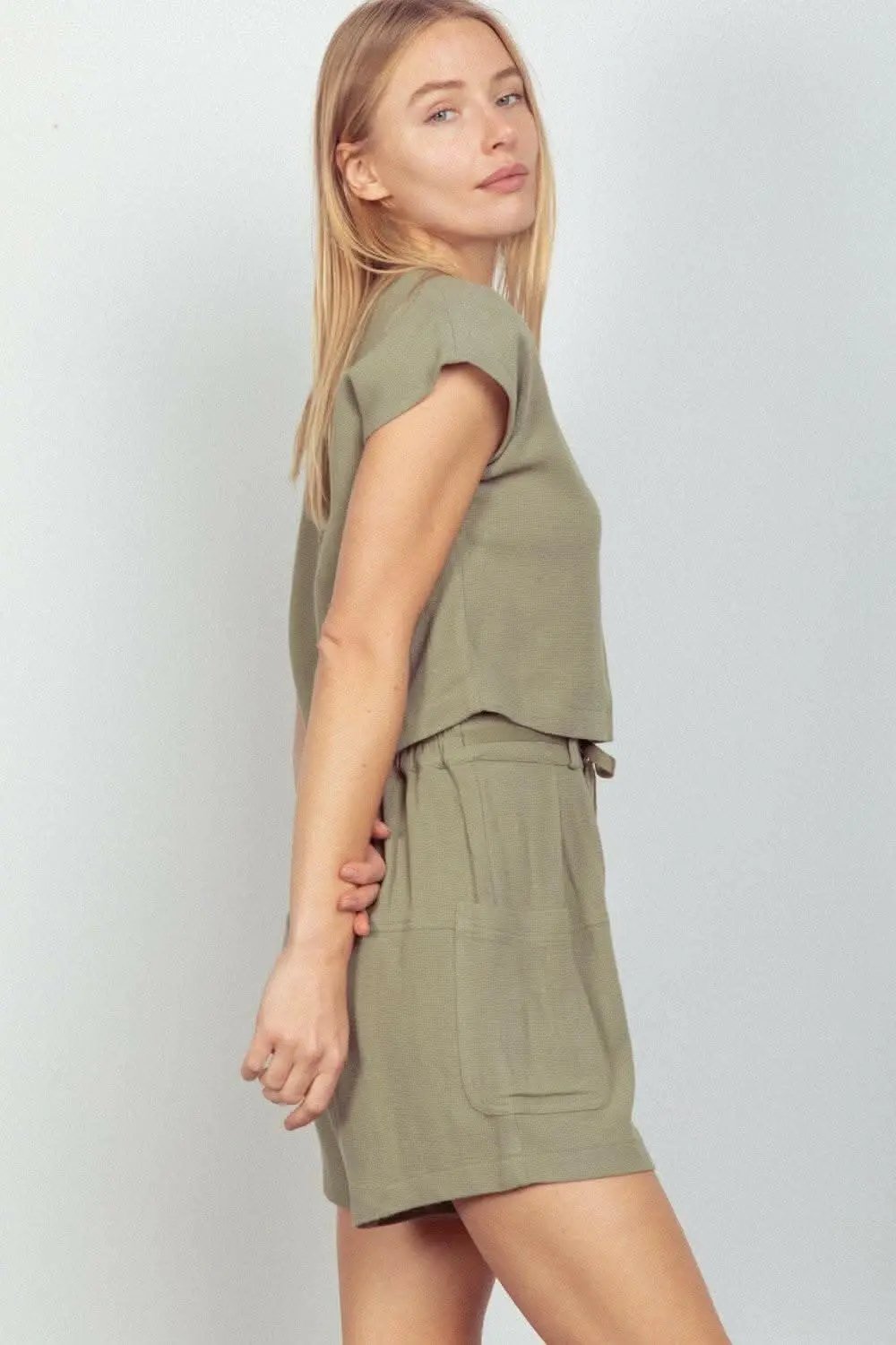 Trendsi Crop Top & Shorts Set Women's Casual Outfit Comfy Coordinated Ensemble