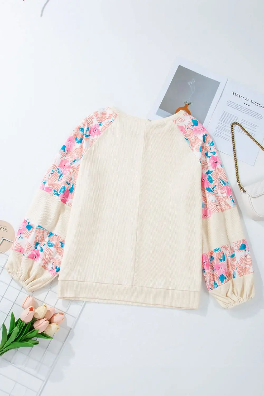 Women's Blouse - Apricot Floral Textured - Southern Belle Style