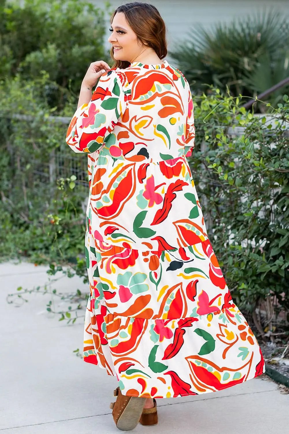 Dresses Love Salve Orange Floral Dress Women's Vacation H-Line Spring Style Lightweight