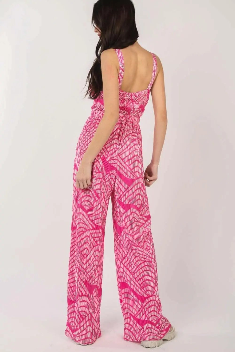 T-Shirts Trendsi Printed Jumpsuit Women's Casual Wide Leg Sleeveless Style Comfortable