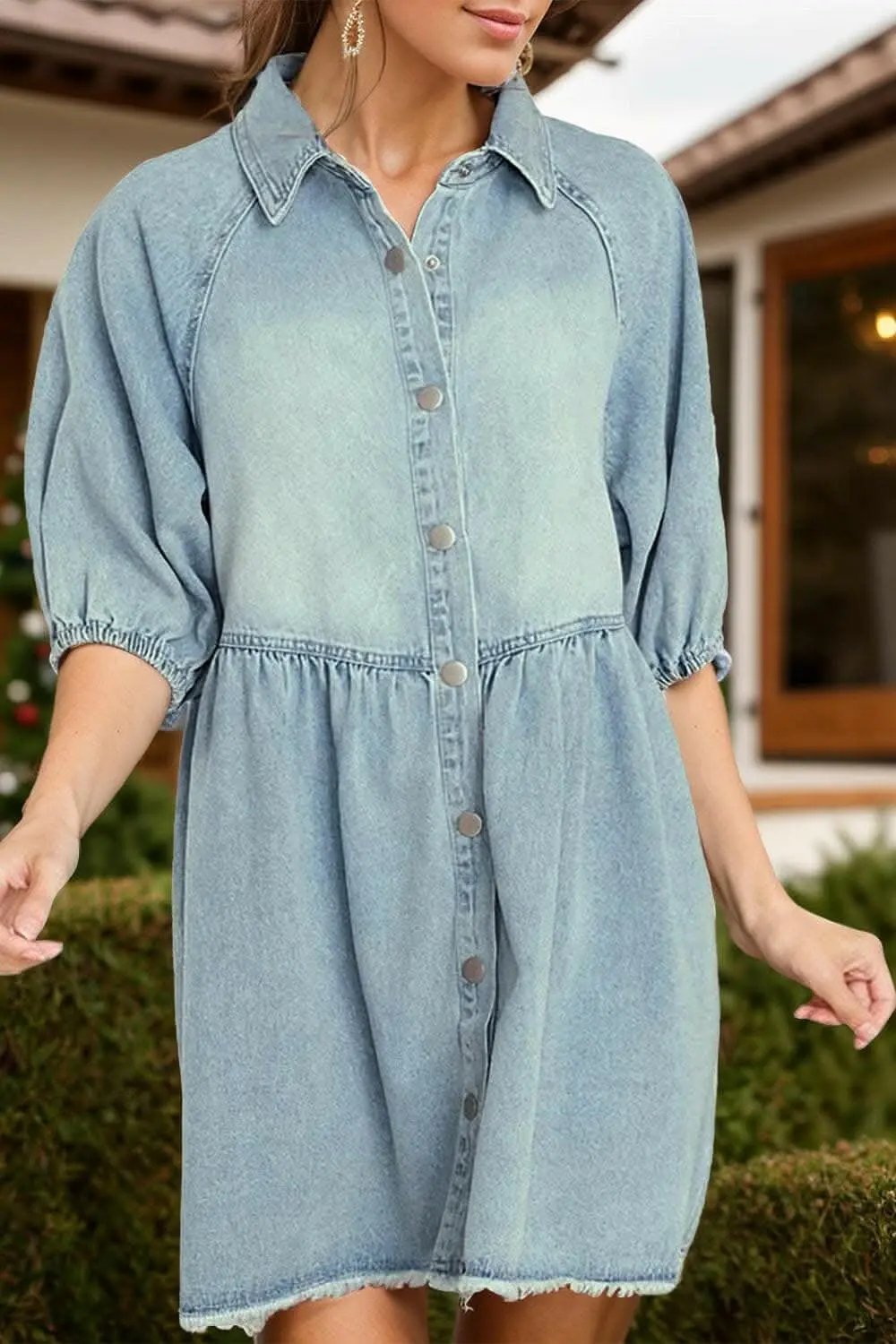 Accessories Trendsi Jeans & Denim Raw hem denim dress - snap buttons
