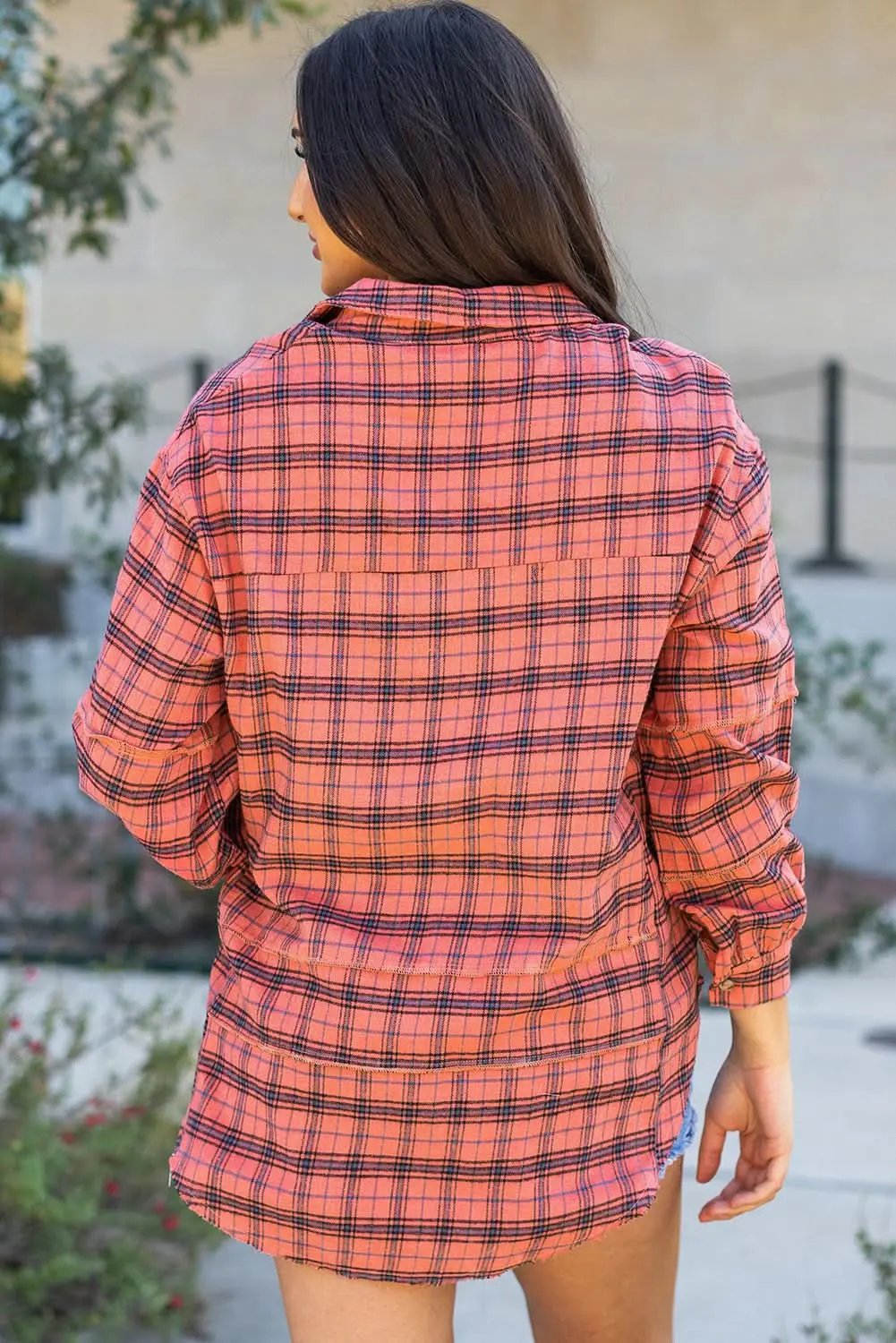 Love Salve Red Plaid Western Shirt — Distressed Cotton Top