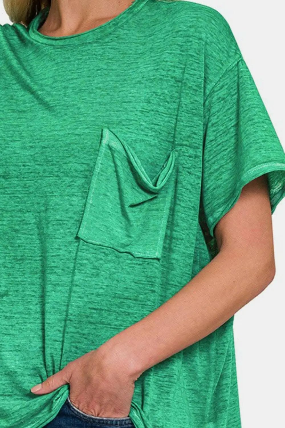 T-Shirts Trendsi Relaxed Fit Tee Women's Casual Round Neck Top with Pocket