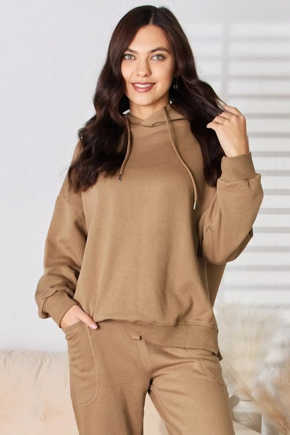 Trendsi Pullover Hoodie Drop Shoulder Fleece — Cozy Relaxed Fit
