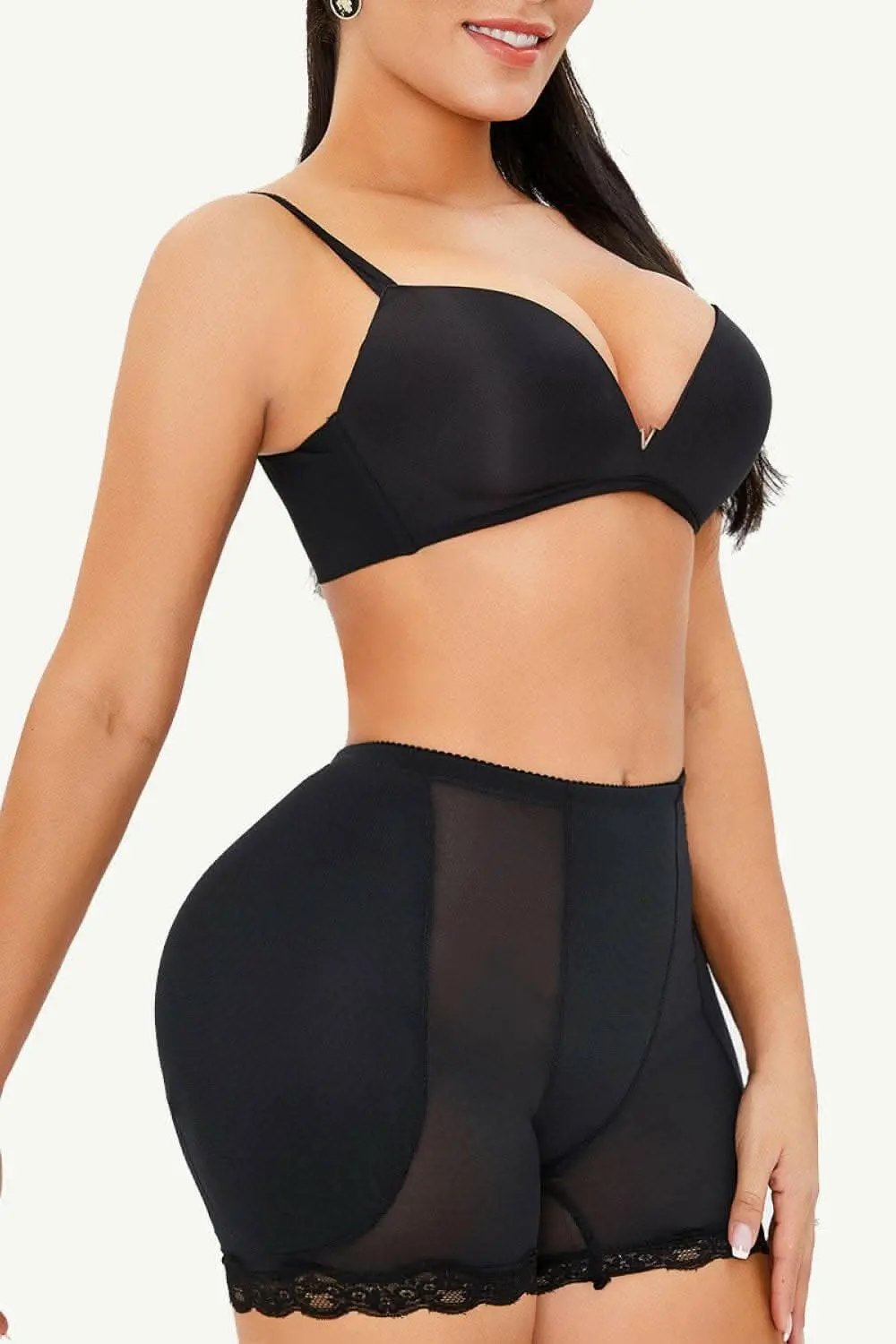 Scalloped Lace Shaping Shorts Black | Trendsi
