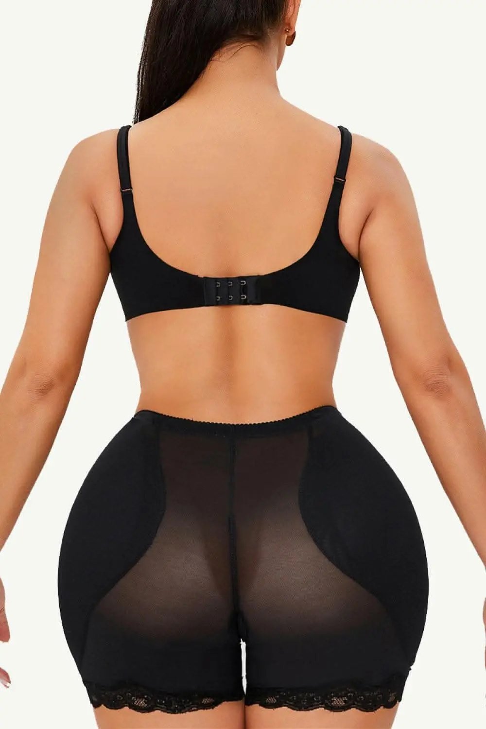 Scalloped Lace Shaping Shorts Black | Trendsi