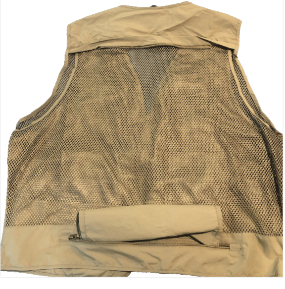 Men's Lightweight Tactical Cargo Vest - Multi-Pocket Breathable Mesh Outdoor Khaki 2XL
