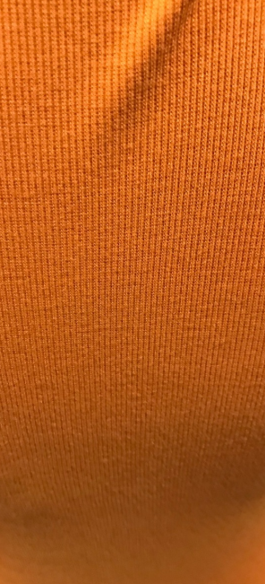 Orange Color V-neck Ribbed Knit Top With Buckle On Side