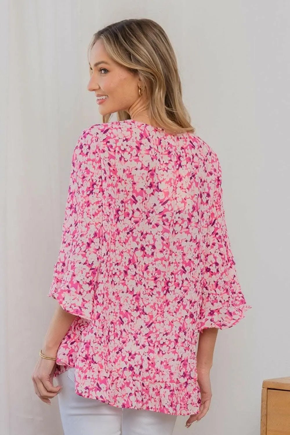 T-Shirts Trendsi just arrived - Sew In Love Full Size Floral V-Neck Flounce Sle