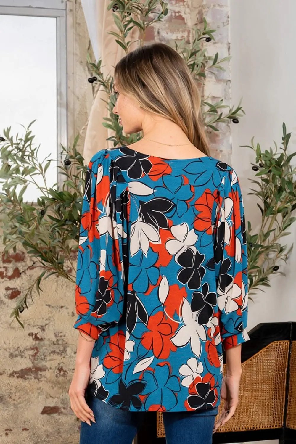 Pants Trendsi Printed Boat Neck Blouse Women's Casual T-Shirt USA Shipped