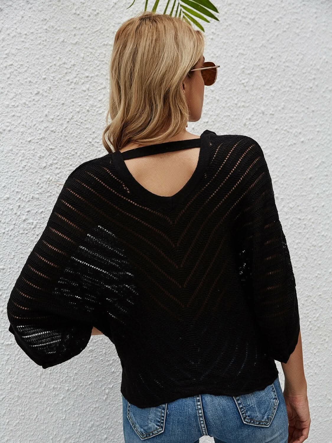 T-Shirts Trendsi swimwear - Sheer batwing sleeve cover-up