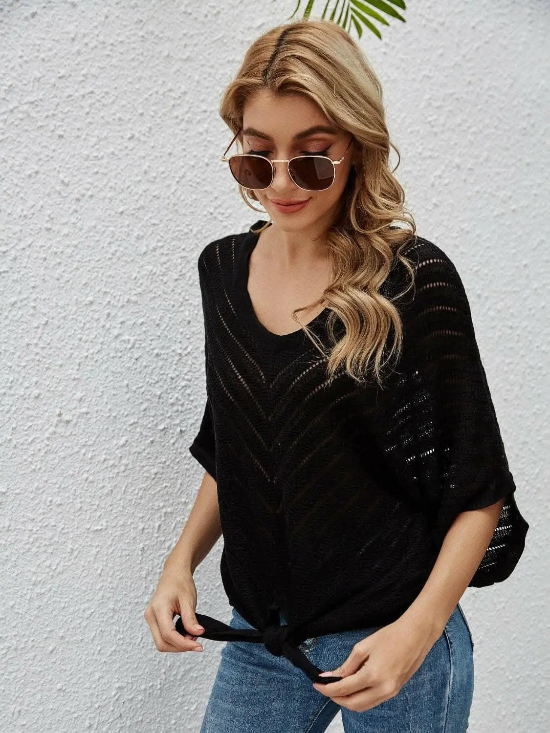 T-Shirts Trendsi swimwear - Sheer batwing sleeve cover-up