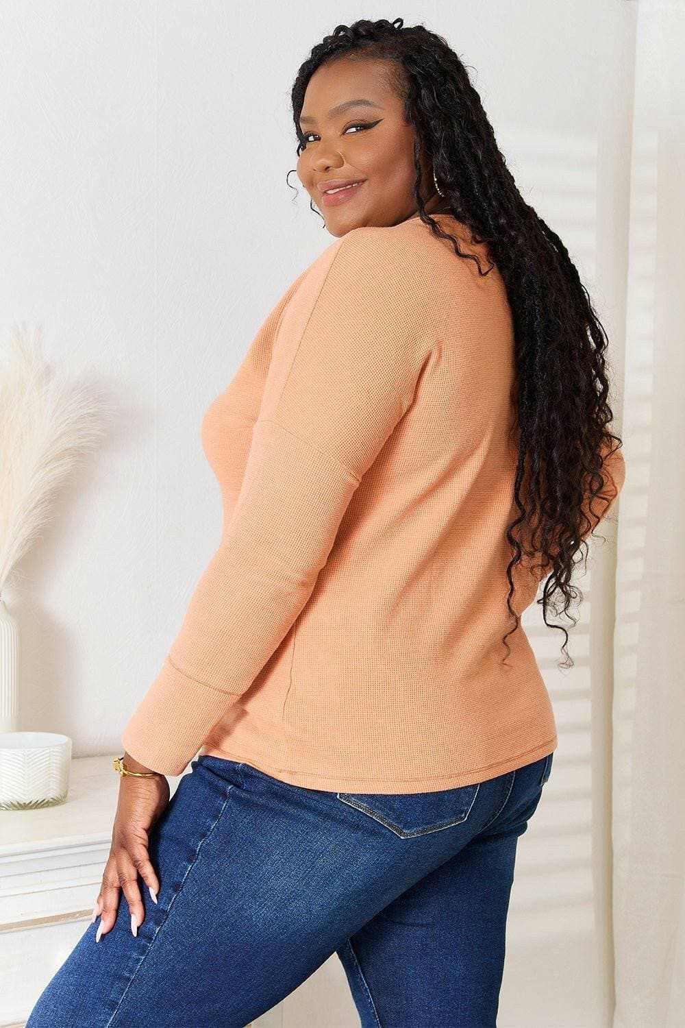 Trendsi Half Button Blouse Long Sleeve — Sophisticated Comfort