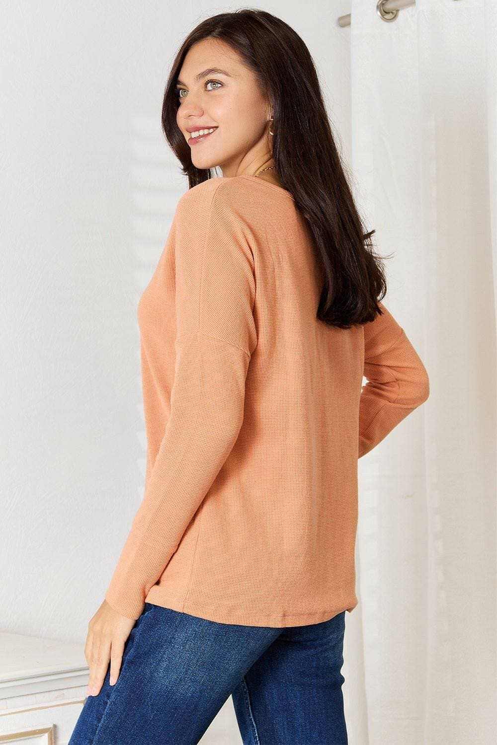 Trendsi Half Button Blouse Long Sleeve — Sophisticated Comfort