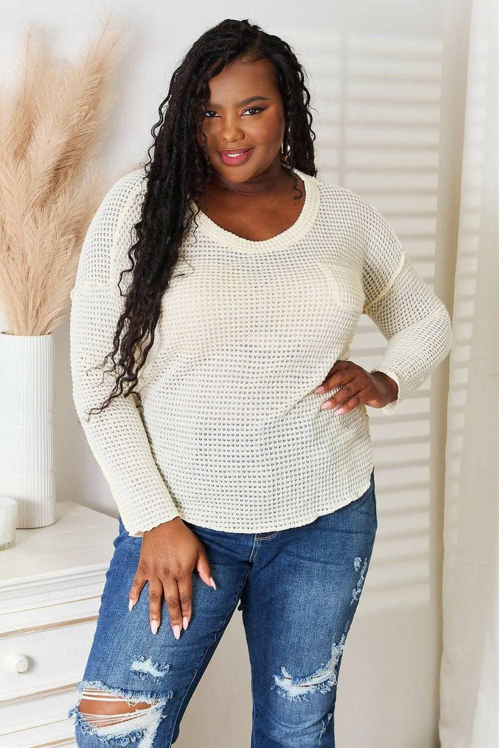 Cream Scoop Neck Blouse by Trendsi | Workwear
