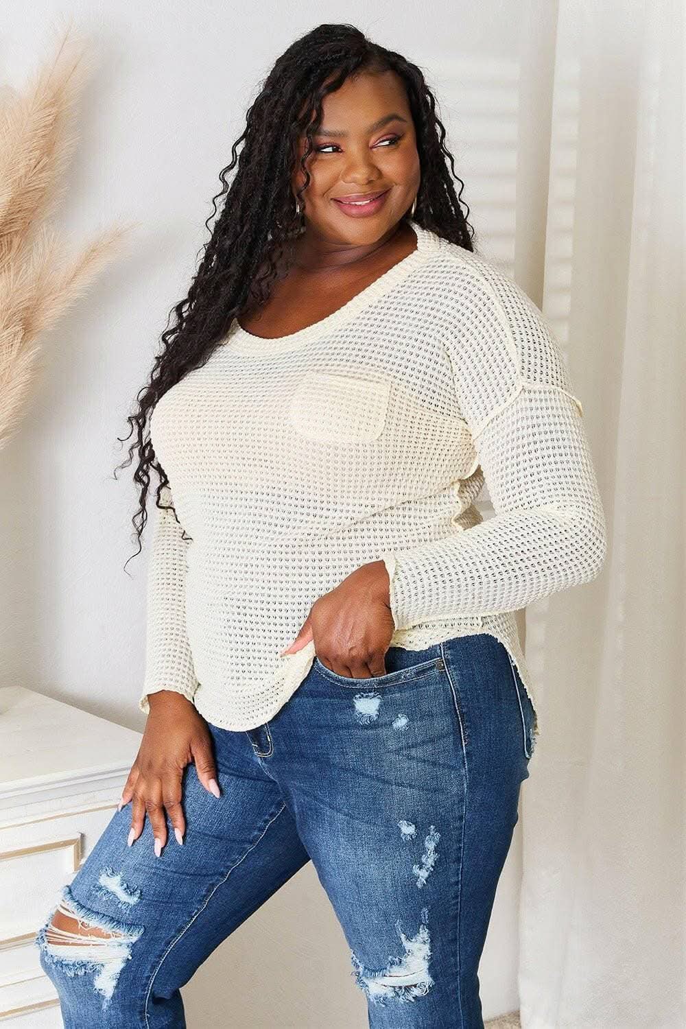 Cream Scoop Neck Blouse by Trendsi | Workwear