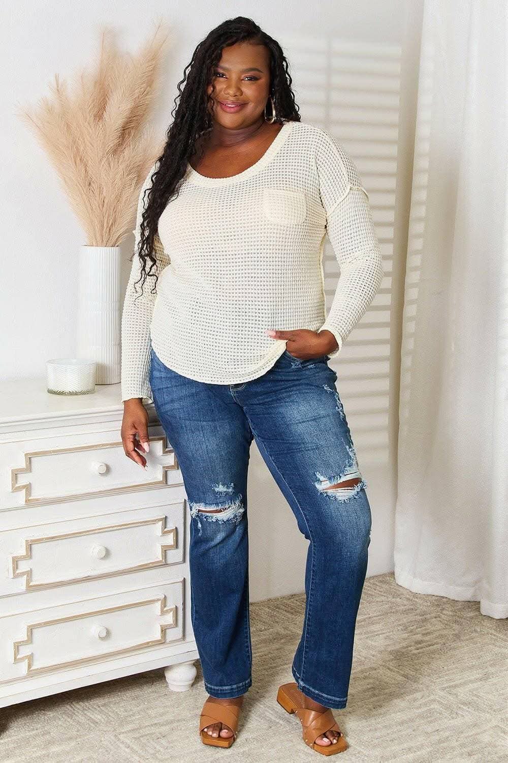 Cream Scoop Neck Blouse by Trendsi | Workwear