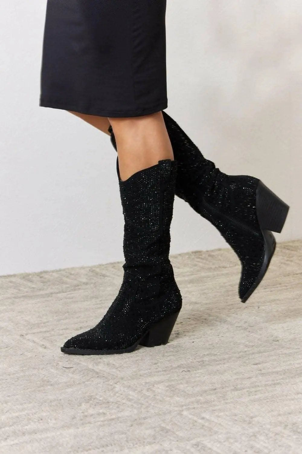 Cowboy Boots - Sparkling Rhinestone Knee-High - Western Glam