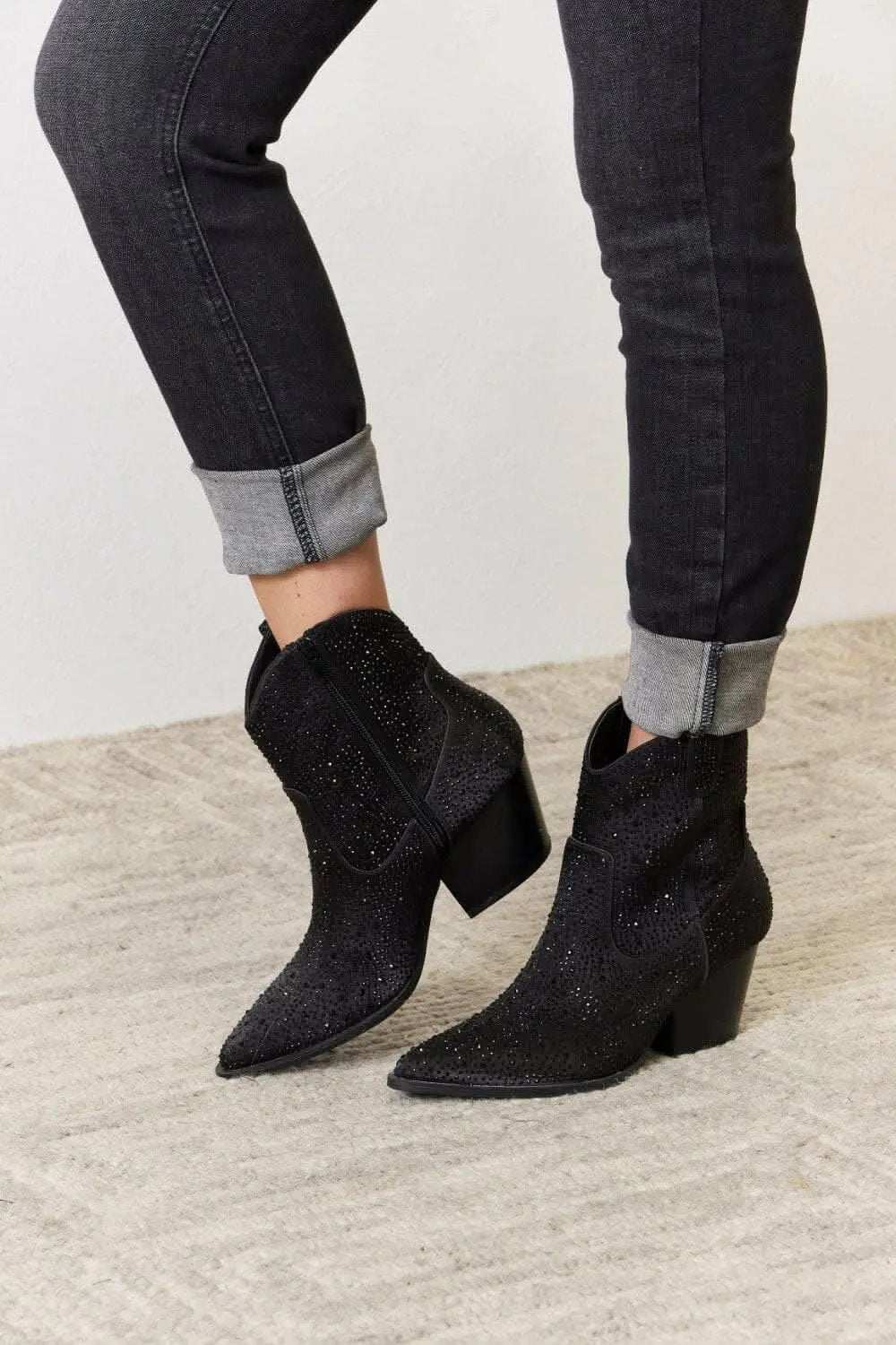Dresses Trendsi Rhinestone Cowgirl Booties Women's Fashion Shoes - Sparkling & Glamorous