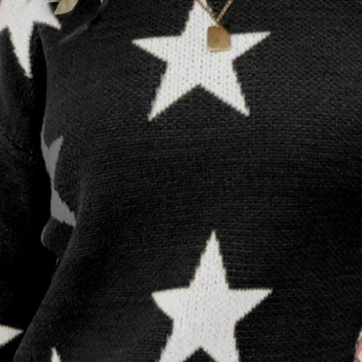 Star Print Acrylic Knit Pullover Sweater by Trendsi