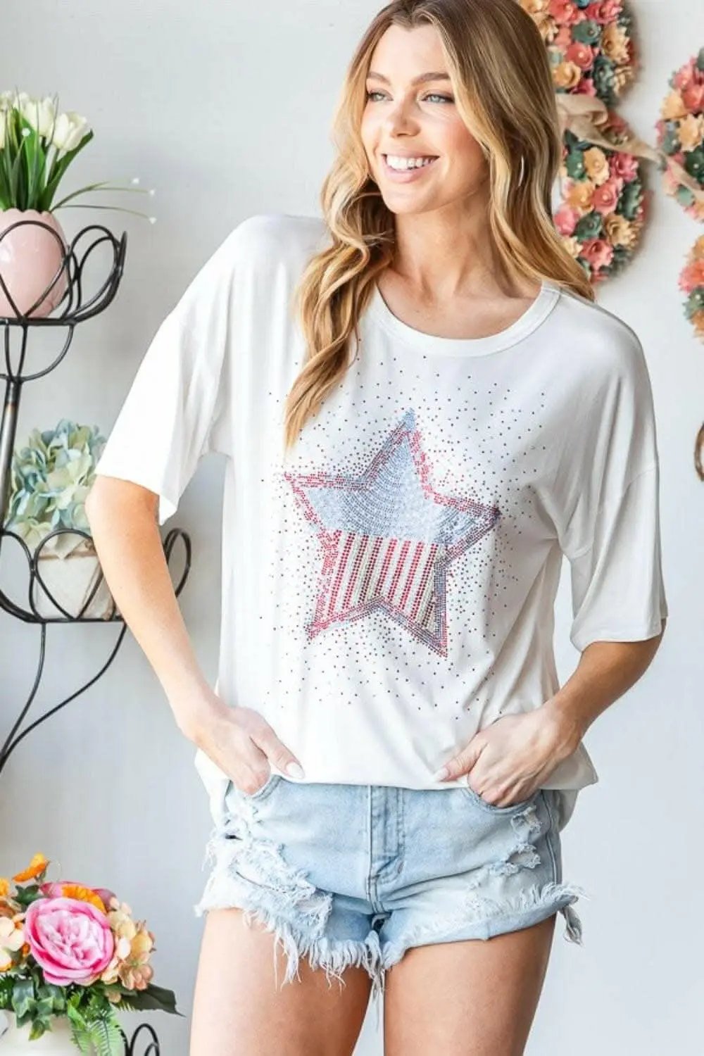 T-Shirts Trendsi Starlight Graphic Tee Women's Casual Short Sleeve T-Shirt - Chic Patch