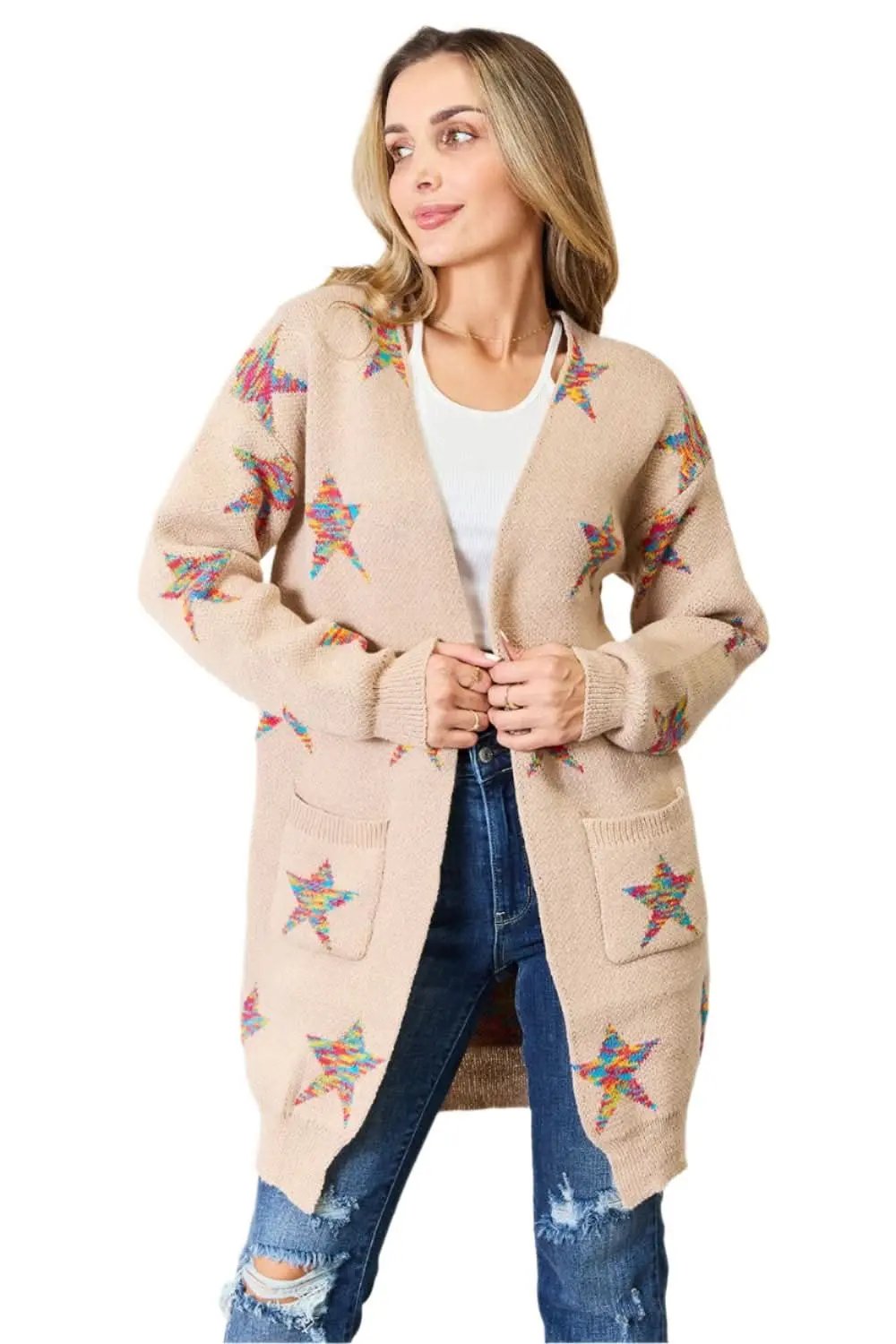 Sweaters Trendsi Star pattern longline cardigan