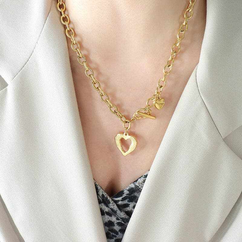 T-Shirts Trendsi Necklaces - Stylish titanium heart pendant necklace