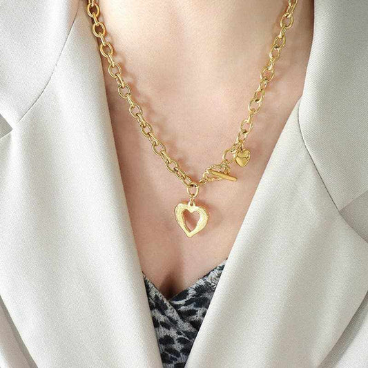 T-Shirts Trendsi Necklaces - Stylish titanium heart pendant necklace