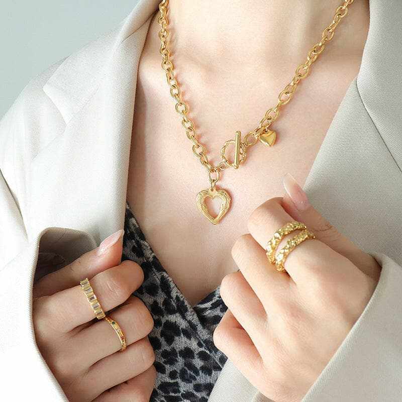 T-Shirts Trendsi Necklaces - Stylish titanium heart pendant necklace