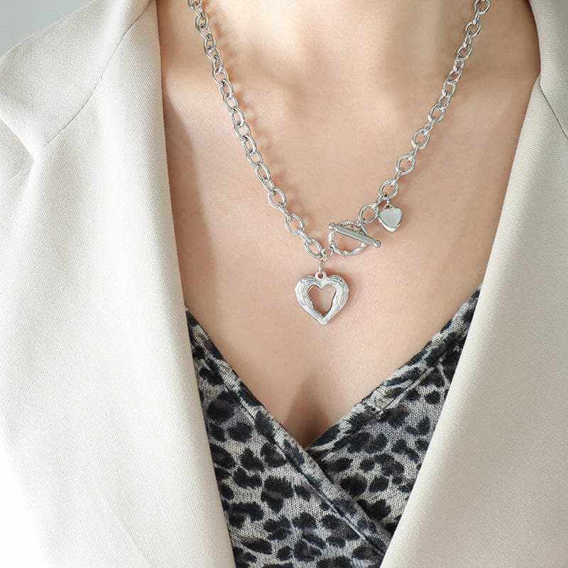 T-Shirts Trendsi Necklaces - Stylish titanium heart pendant necklace