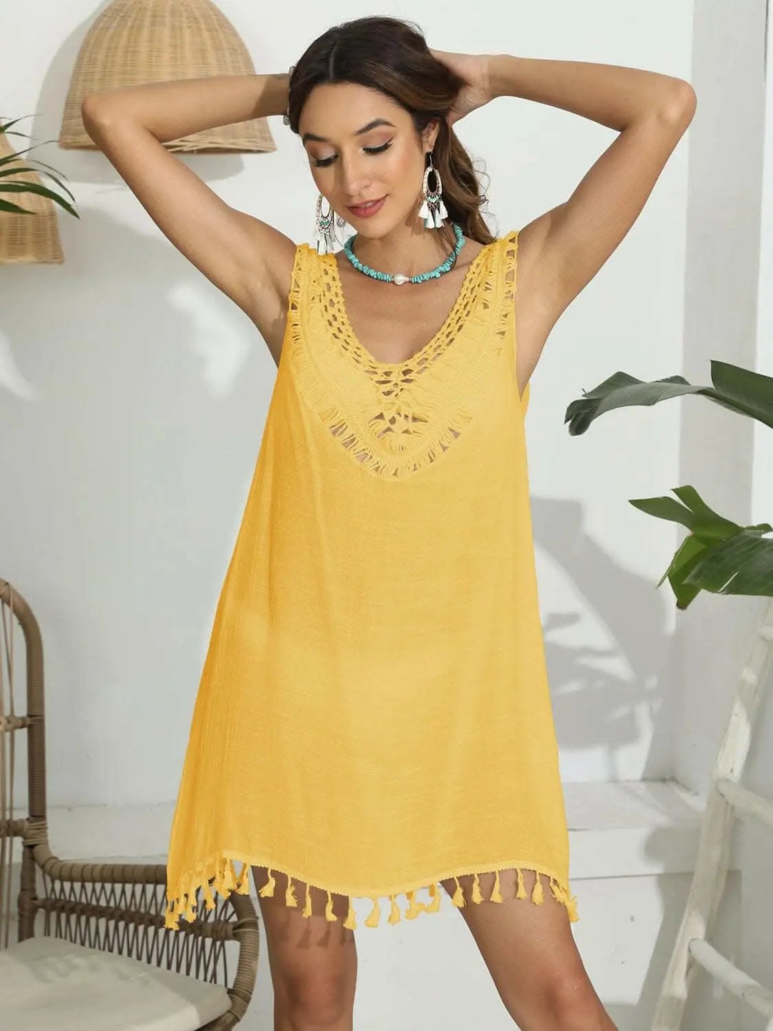 T-Shirts Trendsi just arrived - Tassel scoop neck cover-up