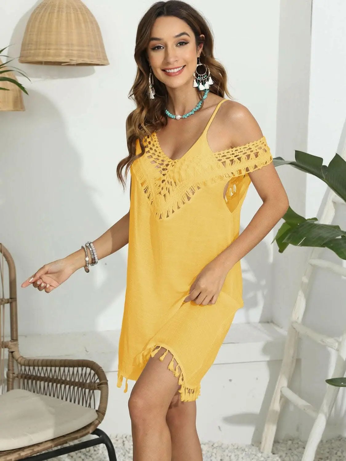 T-Shirts Trendsi just arrived - Tassel scoop neck cover-up