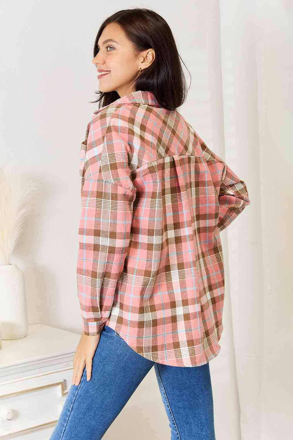 Trendsi Men's Long Sleeve Plaid Shirt Cotton Blend Casual