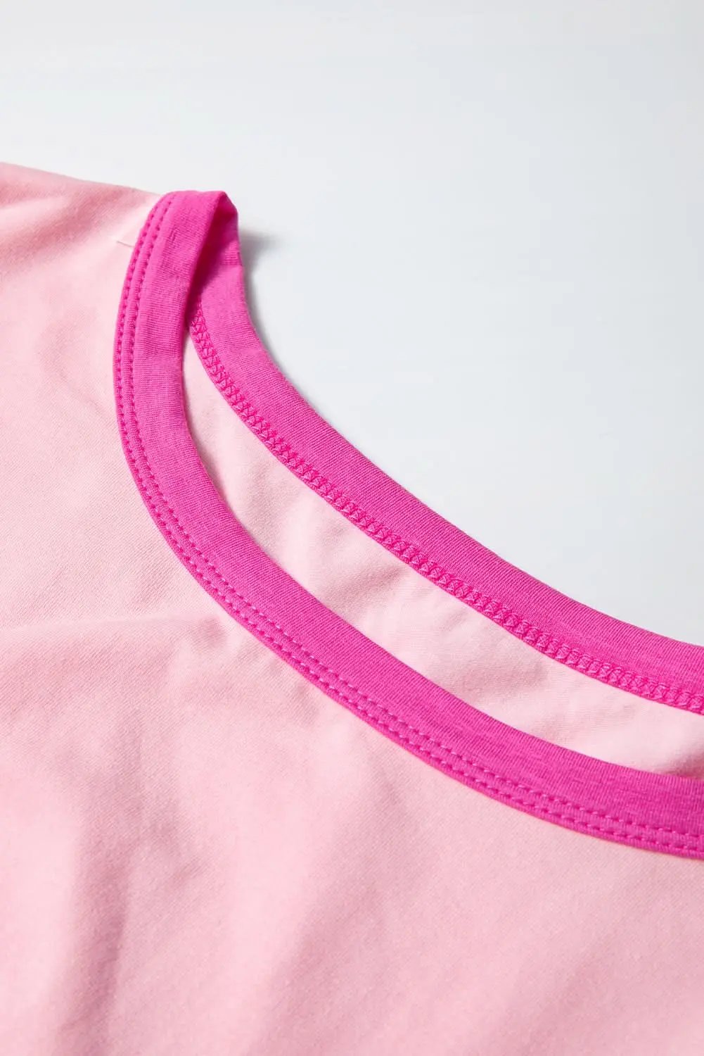 Love Salve Plus Size Long Sleeve Top Pink Colorblock — Casual Daily Wear