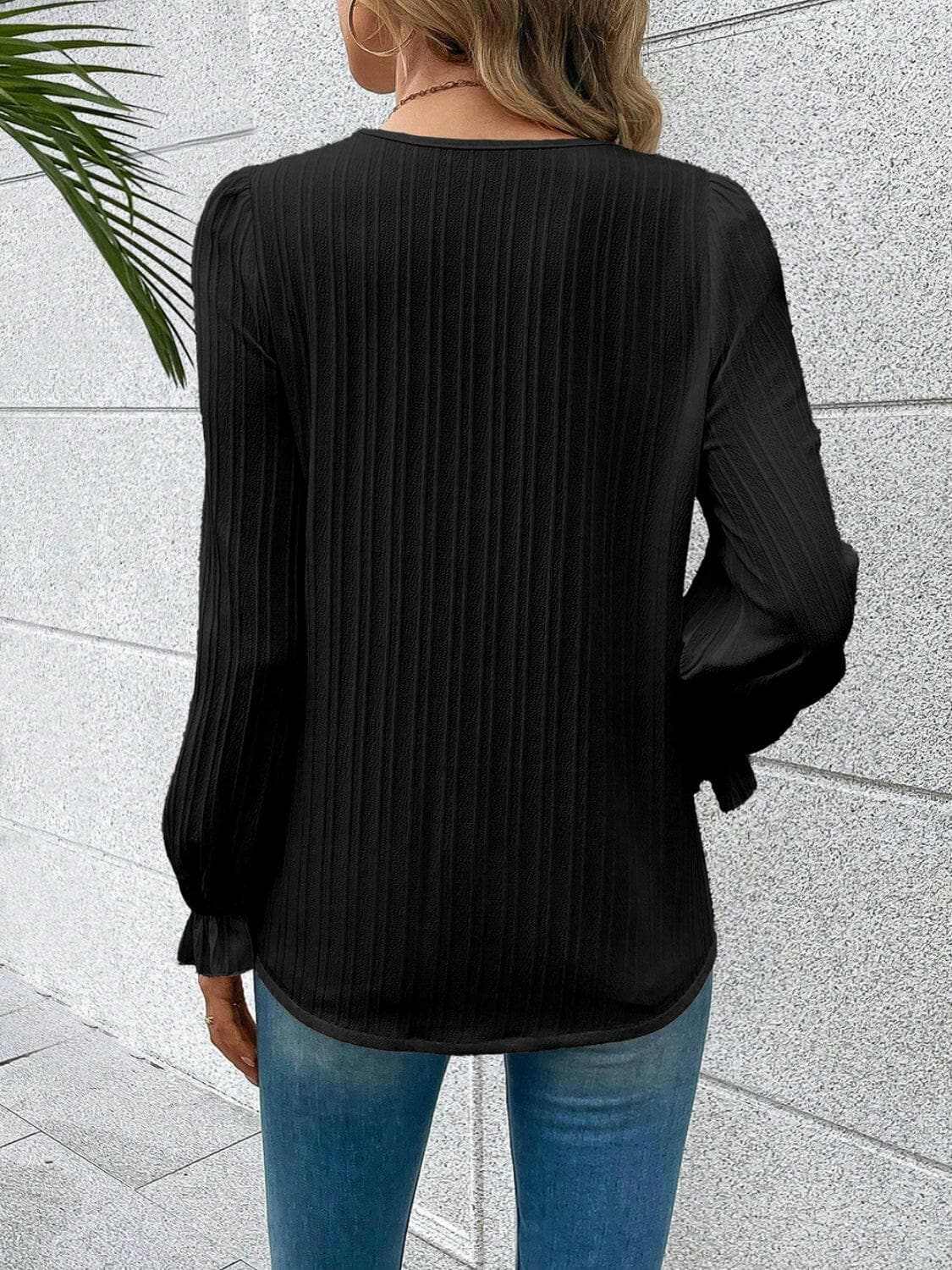 Accessories Trendsi Lace Blouse Women's Elegant V-Neck Flutter Sleeve Top Stylish