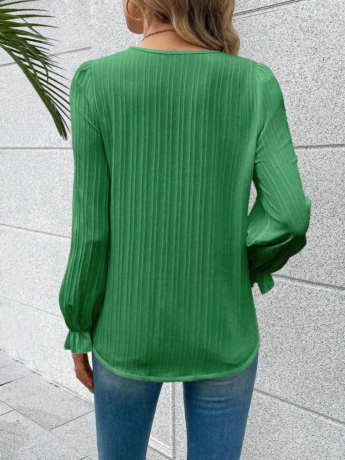 Accessories Trendsi Lace Blouse Women's Elegant V-Neck Flutter Sleeve Top Stylish