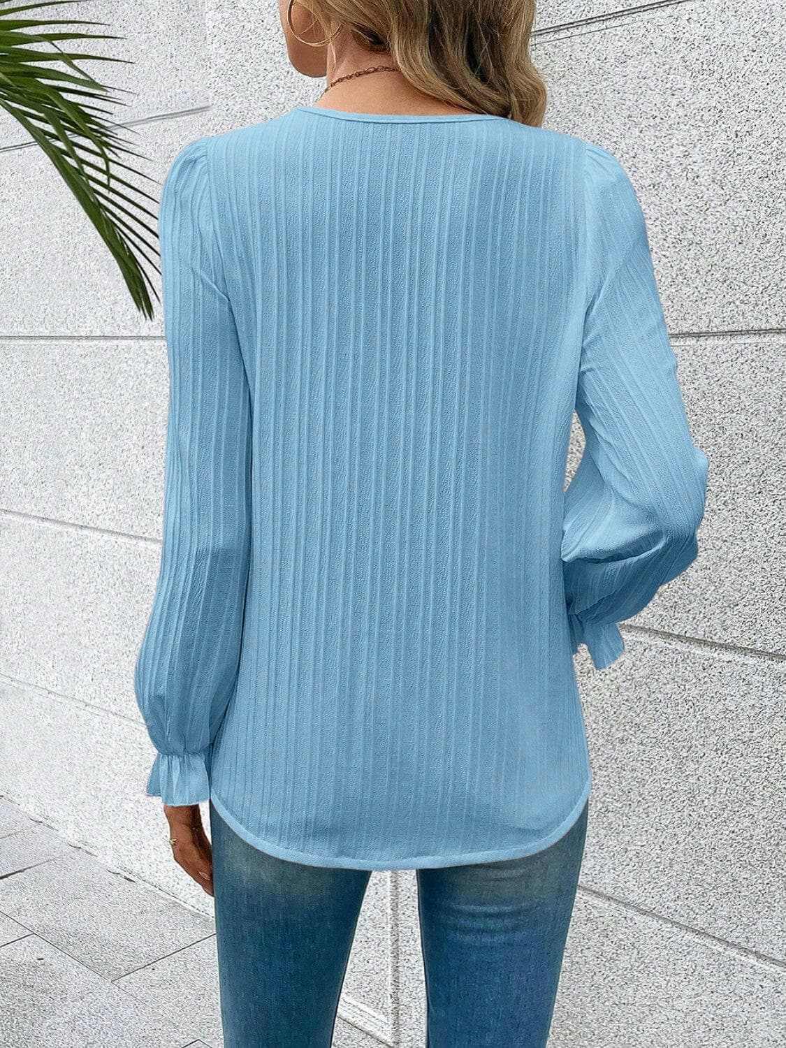 Accessories Trendsi Lace Blouse Women's Elegant V-Neck Flutter Sleeve Top Stylish