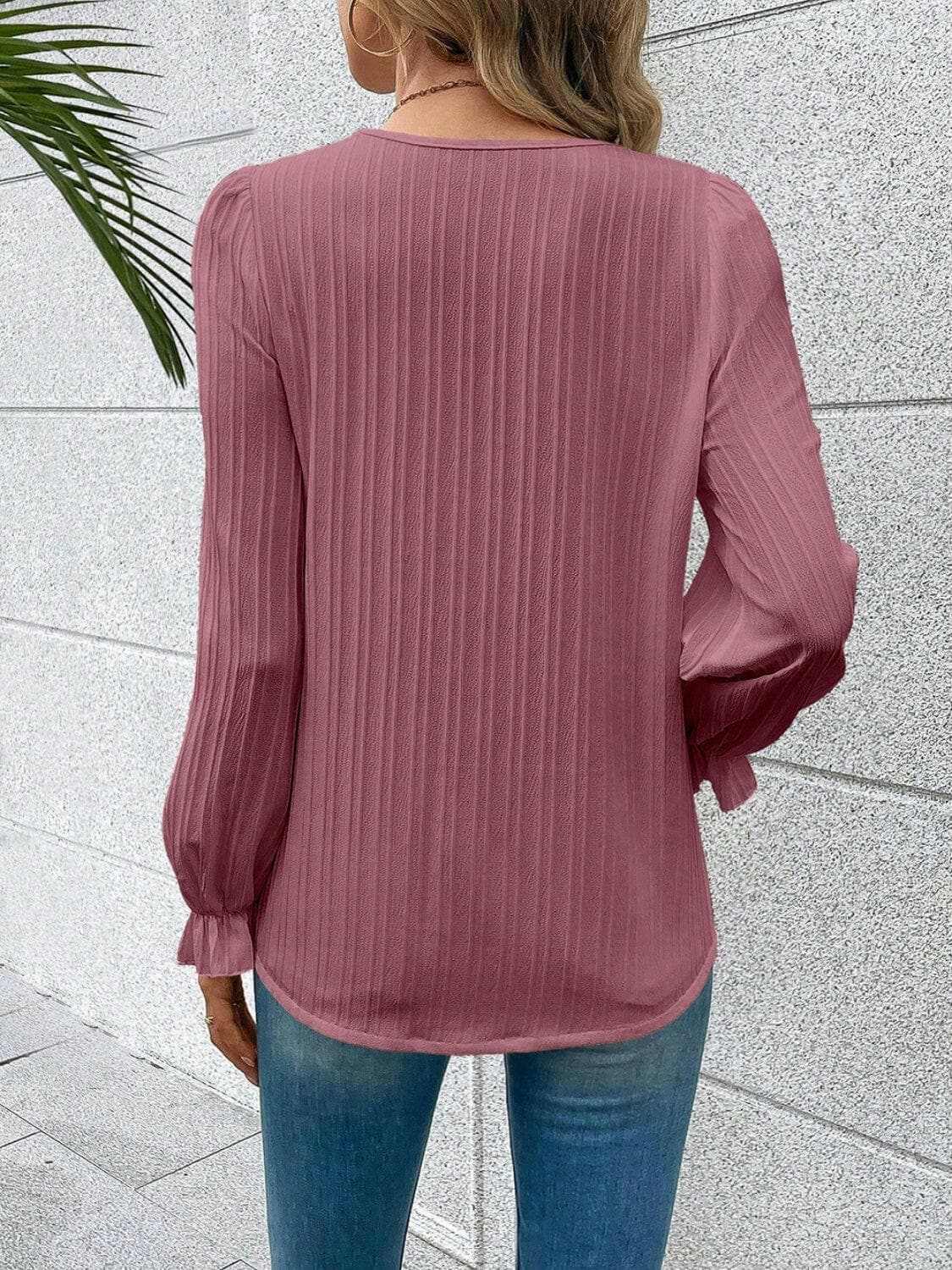 Accessories Trendsi Lace Blouse Women's Elegant V-Neck Flutter Sleeve Top Stylish