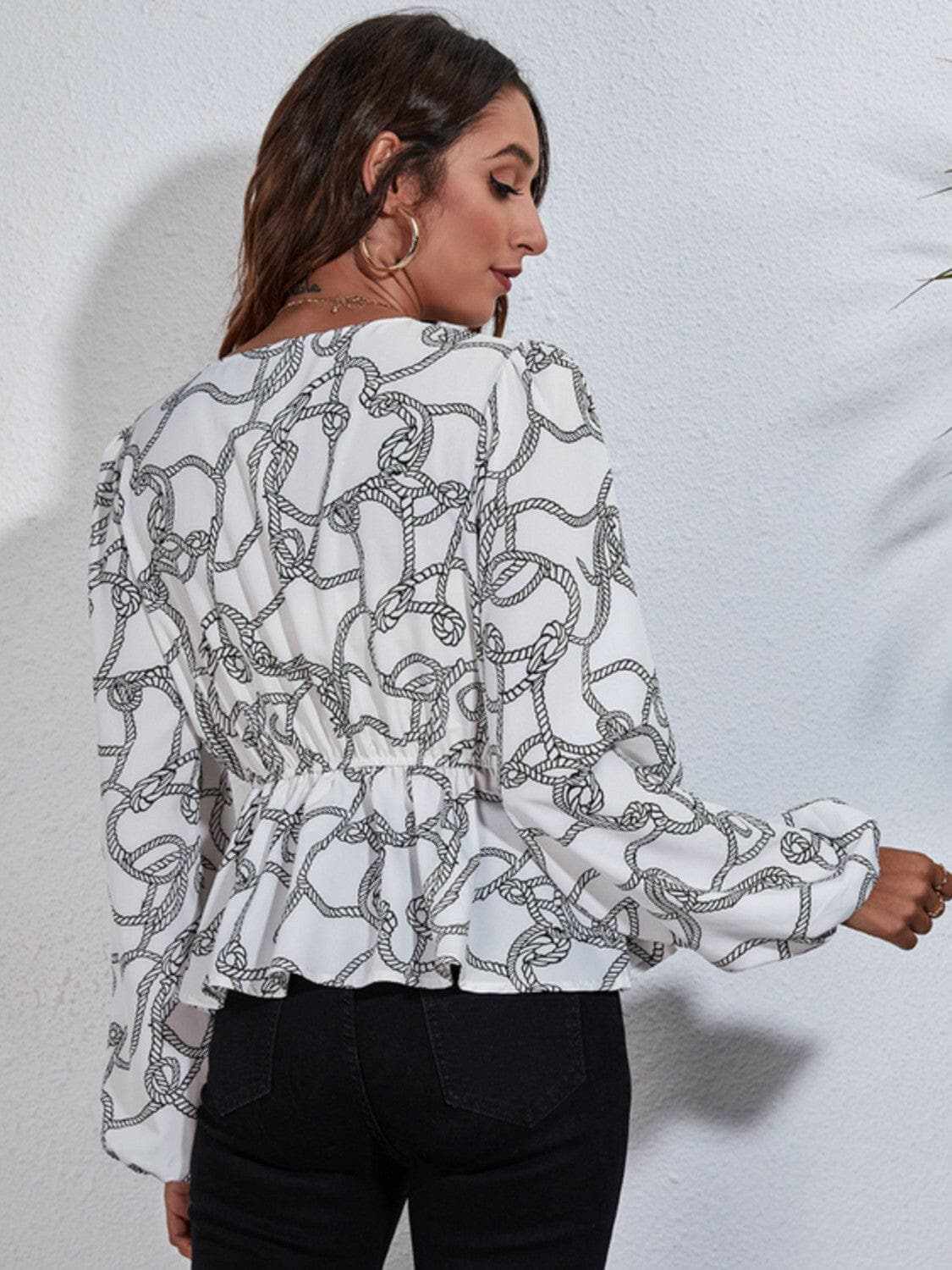 Accessories Trendsi V-Neck Peplum Top Women's Chic Blouse - Flattering & Stylish